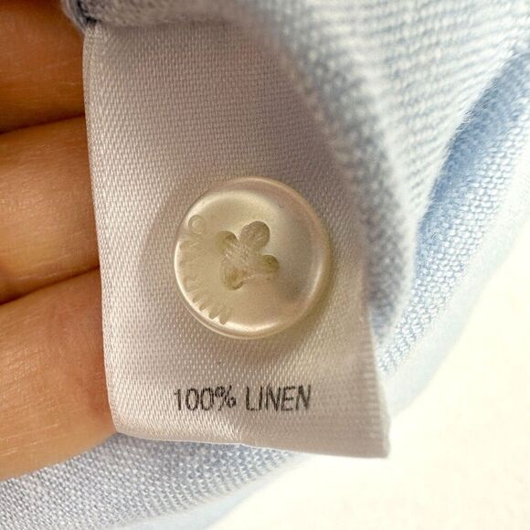 Baird McNutt Linen Murano Short Sleeve Button Up Shirt Size XL Light Blue - Picture 5 of 5